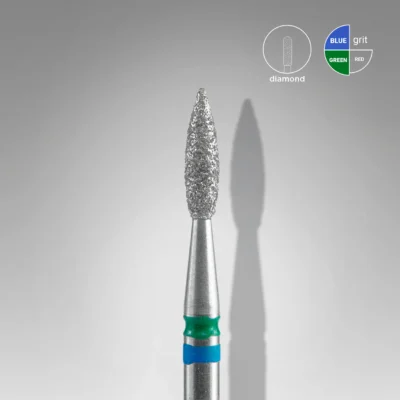 Алмазна фреза DUO «гострий полум’я» синьо-зелена EXPERT (Ø 2,1 мм / робоча частина 8 мм)