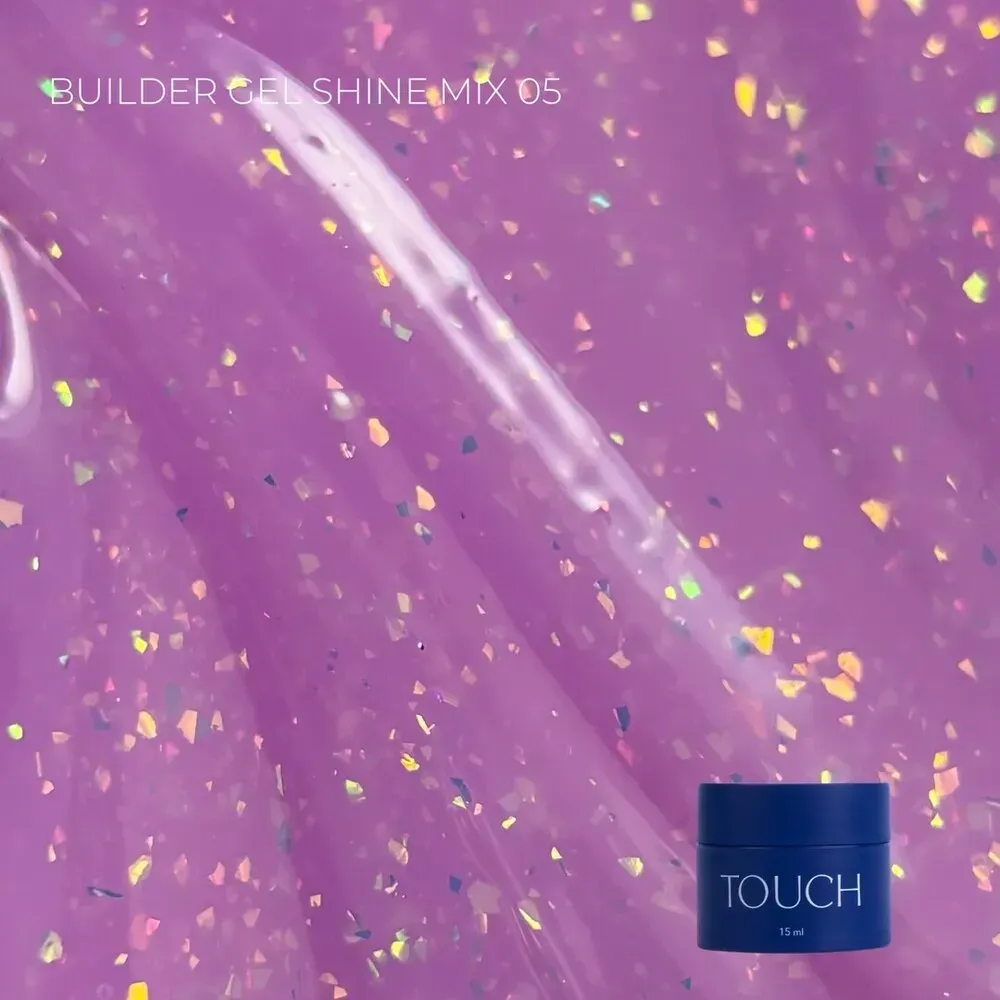 TOUCH Builder Gel Shine Mix №5, 15 ml – Kamuflážní stavební gel se shimmer efektem